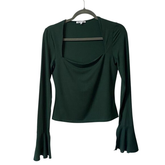 REFORMATION Dark Green Lucca Long Sleeve Knit Top Size M - Picture 4 of 8
